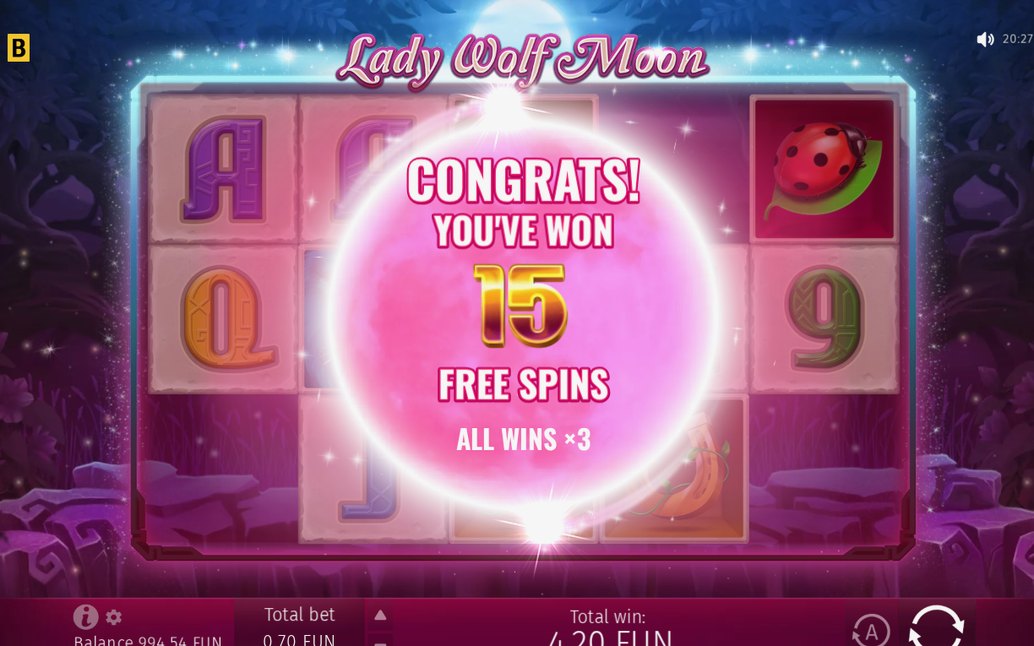 Free Spins open with the tripled win counter running