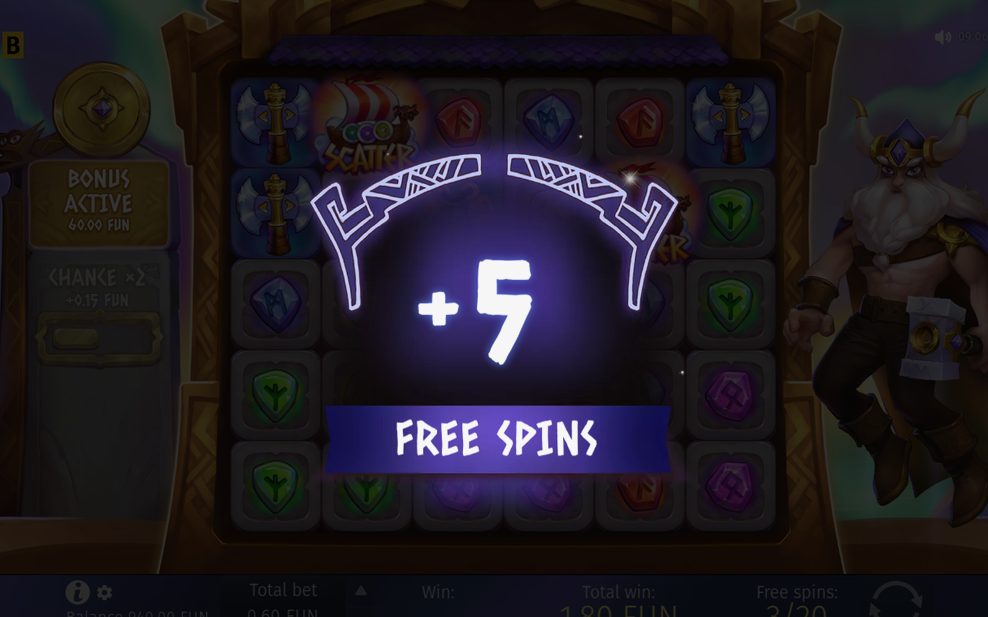 Free Spins round showing spins left and Scatter count